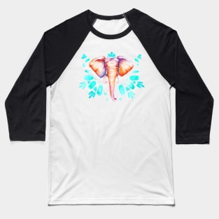Bright Watercolor Elephant Baseball T-Shirt